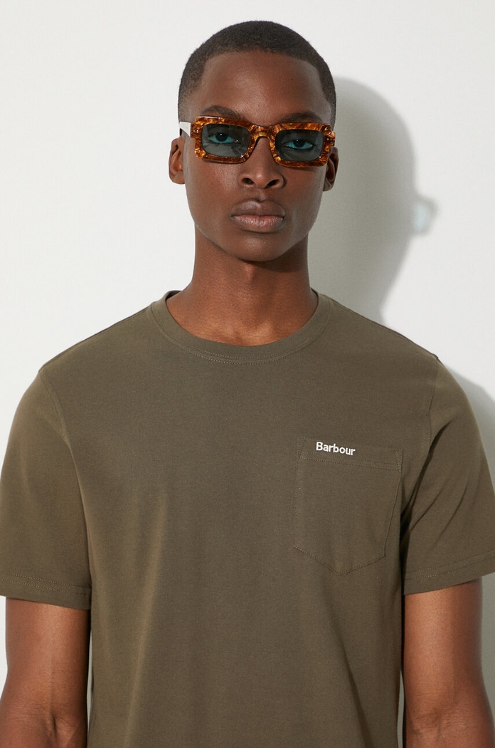 Βαμβακερό μπλουζάκι Barbour MTS1114 πράσινο