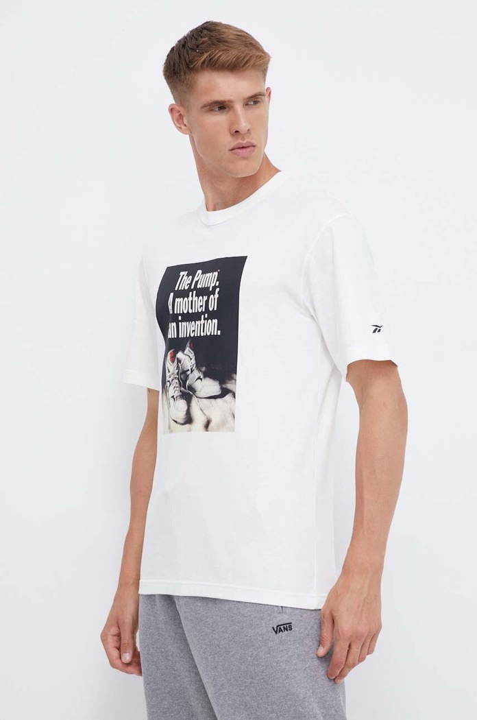 Pamučna majica Reebok Classic Basketball print bež 100070704