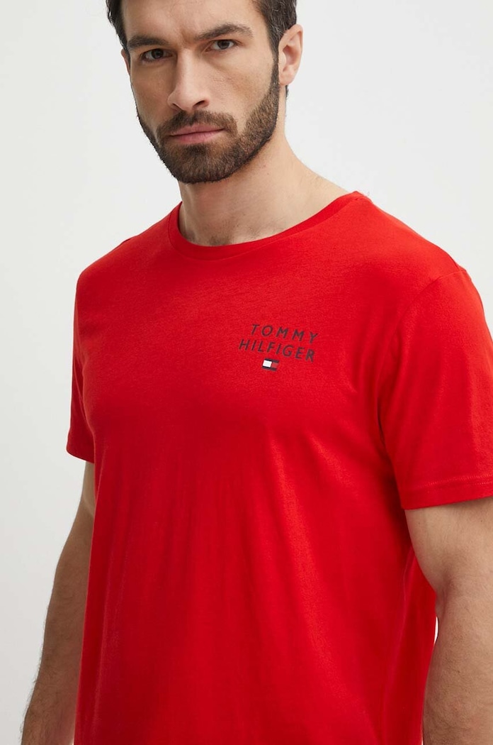 Tommy Hilfiger tricou lounge din bumbac melanj rosu UM0UM02916