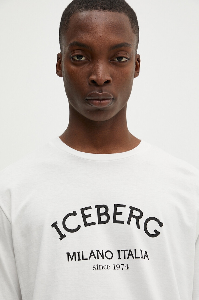 Iceberg t-shirt bawełniany beżowy F02N.6325