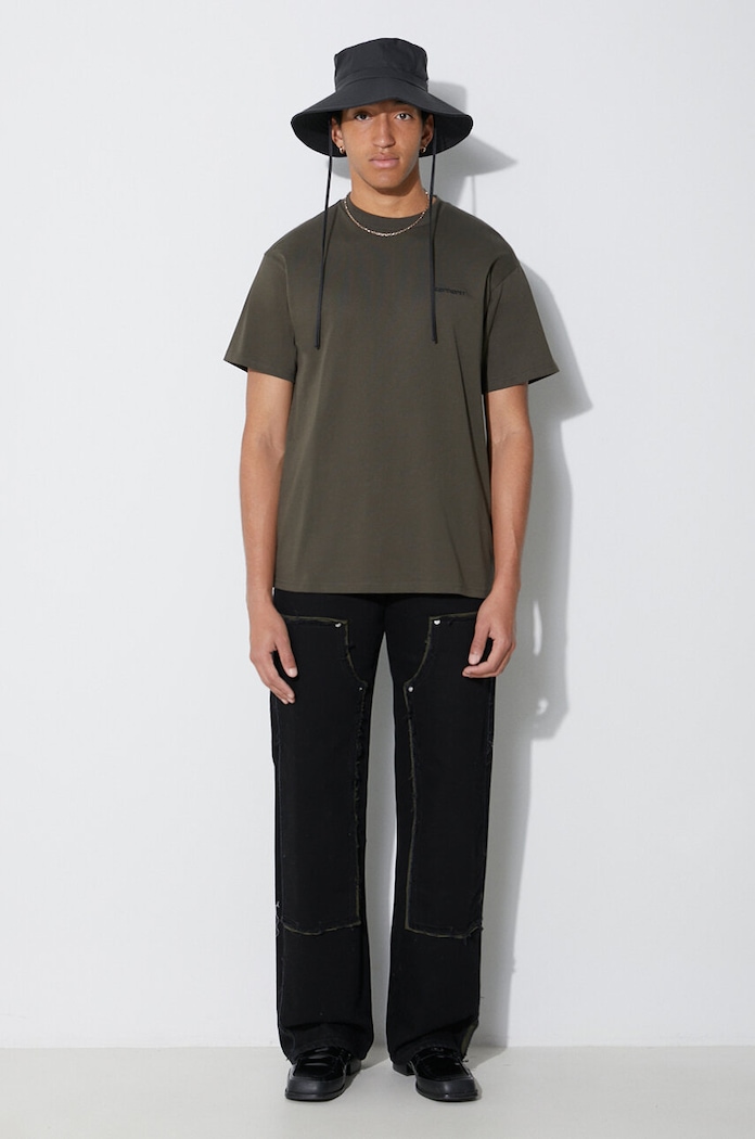 Carhartt WIP t-shirt bawełniany S/S Script Embroidery I030435.00PXX zielony AW23