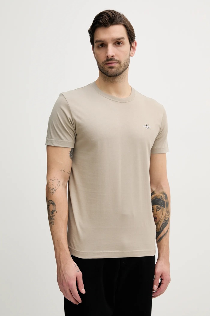 Bombažna kratka majica Calvin Klein Jeans 2-pack J30J320199 bež SS25