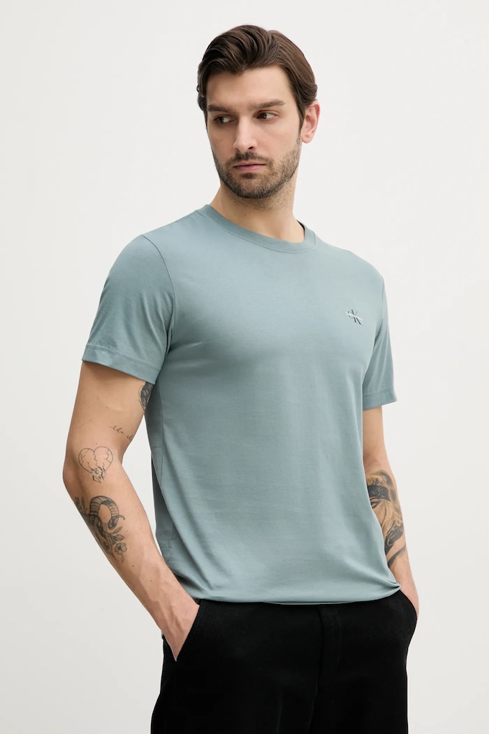 Bavlněné tričko Calvin Klein Jeans 2-pack zelená J30J320199