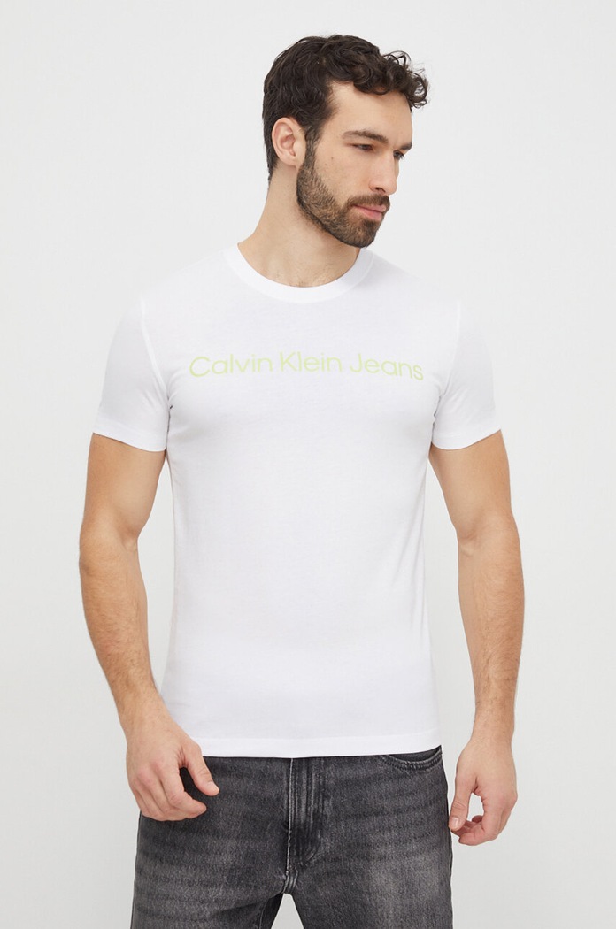 Oblečení Bavlněné tričko Calvin Klein Jeans J30J322344 bílá