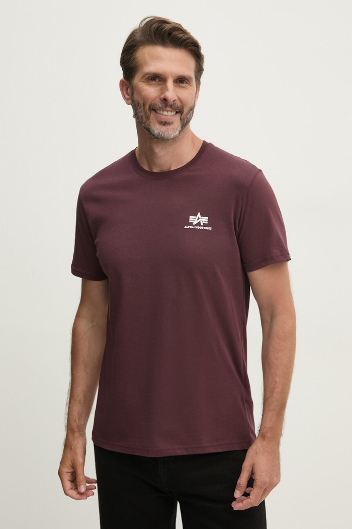 Bavlnené tričko Alpha Industries potlač burgundské 188505.21