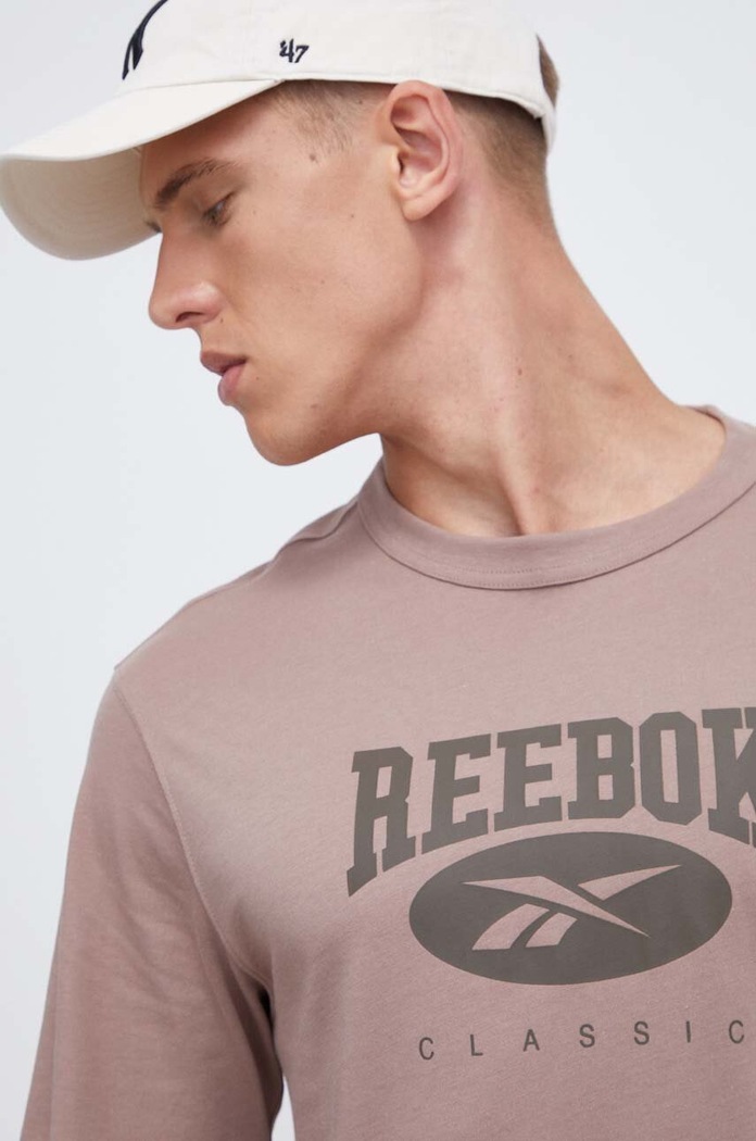 Βαμβακερό μπλουζάκι Reebok Classic καφέ 100036718