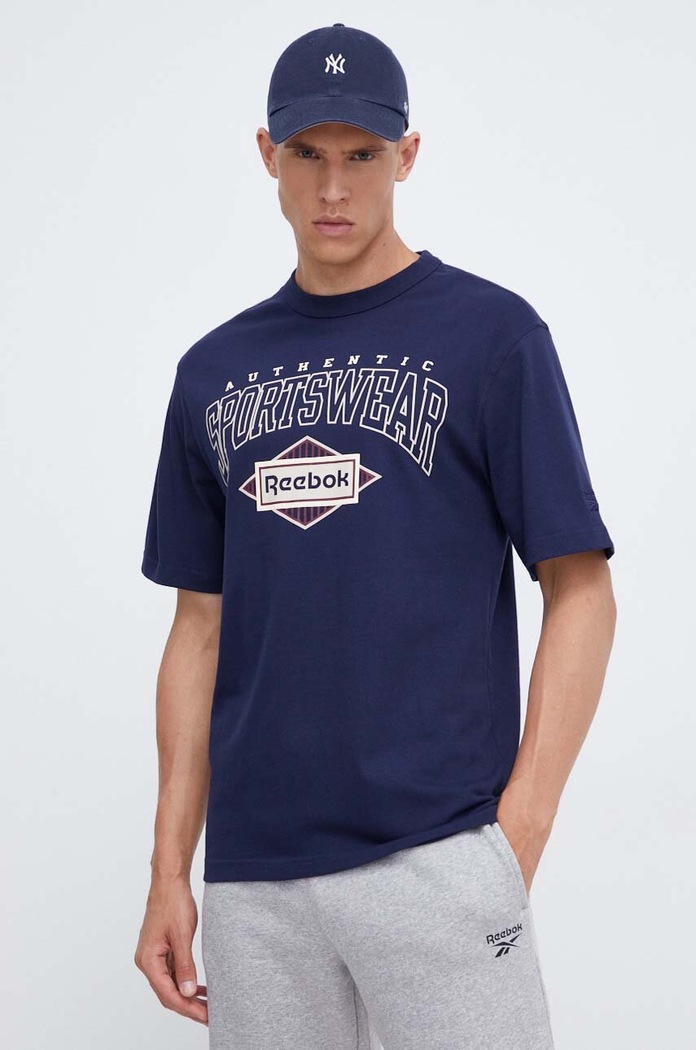 Bavlněné tričko Reebok Classic kulatý námořnická modř 100036803