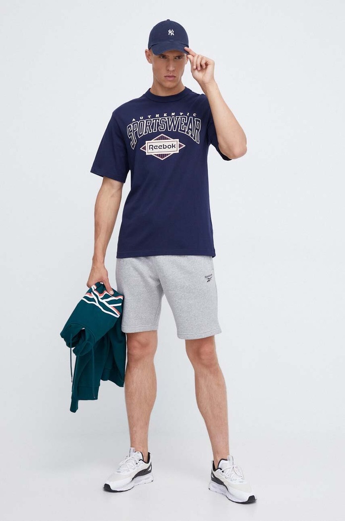 Bavlněné tričko Reebok Classic 100036803 námořnická modř AW23