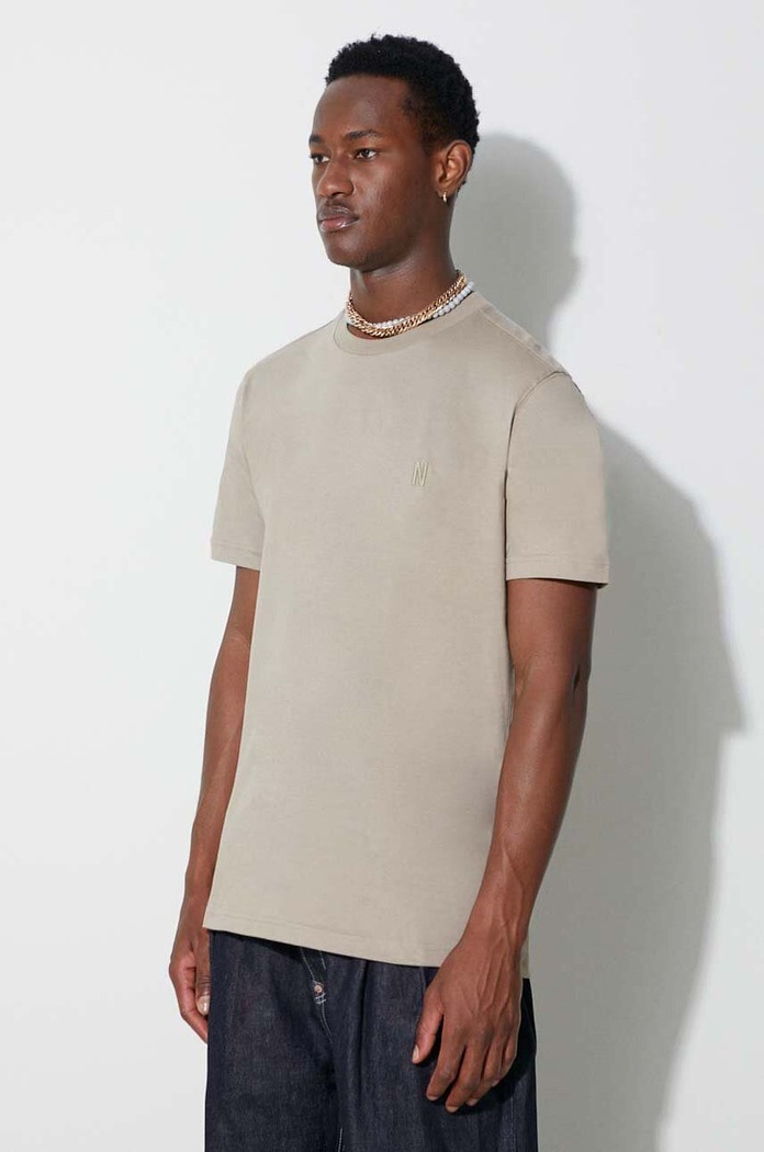 Bombažna kratka majica Norse Projects Johannes Organic bež N01.0643.0909