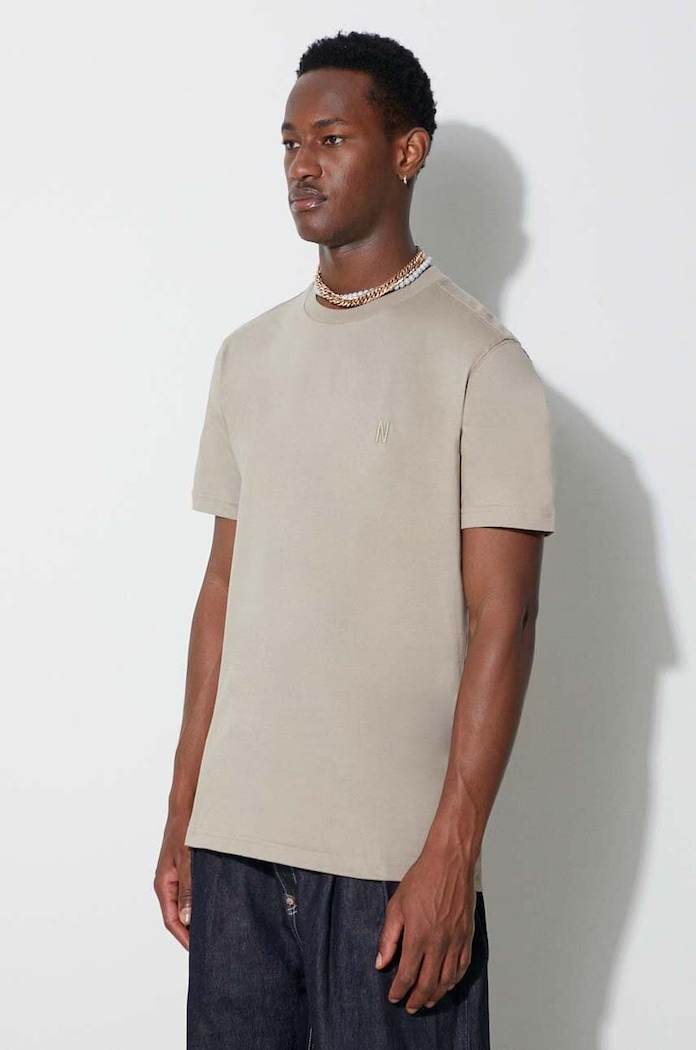 Bombažna kratka majica Norse Projects Johannes Organic bež N01.0643.0909