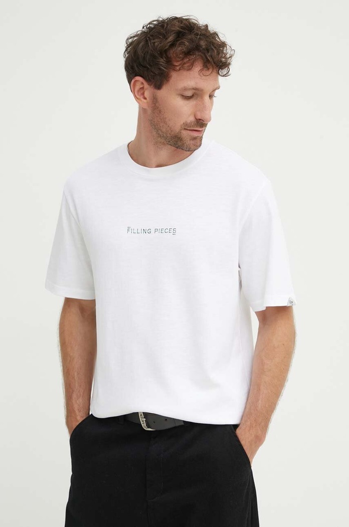 Bavlněné tričko Filling Pieces Carabiner kulatý bílá 74417051901