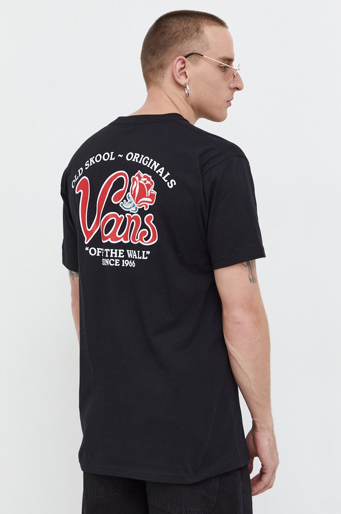 Pamučna majica Vans VN000F3XBLK1 crna AW23