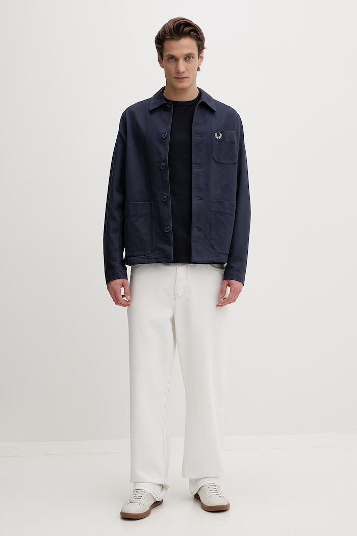 Bombažna kratka majica Fred Perry M3519.608 mornarsko modra AA00