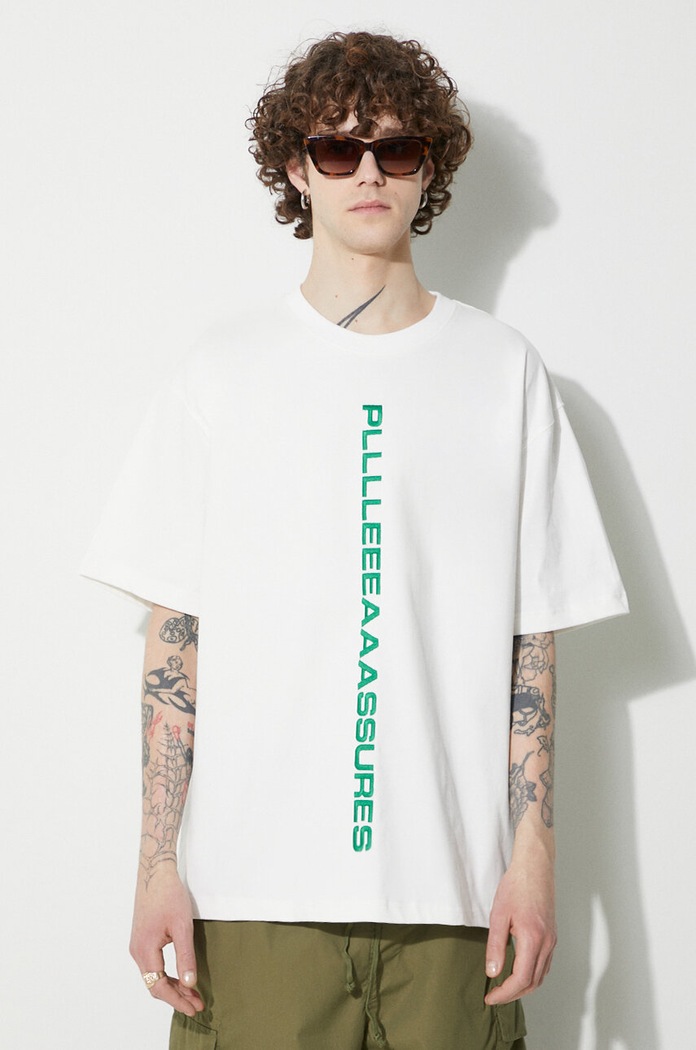 PLEASURES cotton t-shirt Drag Heavyweight Shirt cotton white P23W034.WHITE