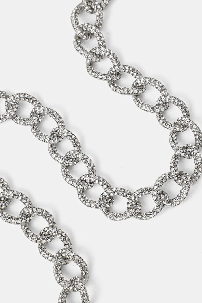 Колие Lauren Ralph Lauren NK 16IN PAVE CURB LINK COLLAR 14N00521 сребърен AW24