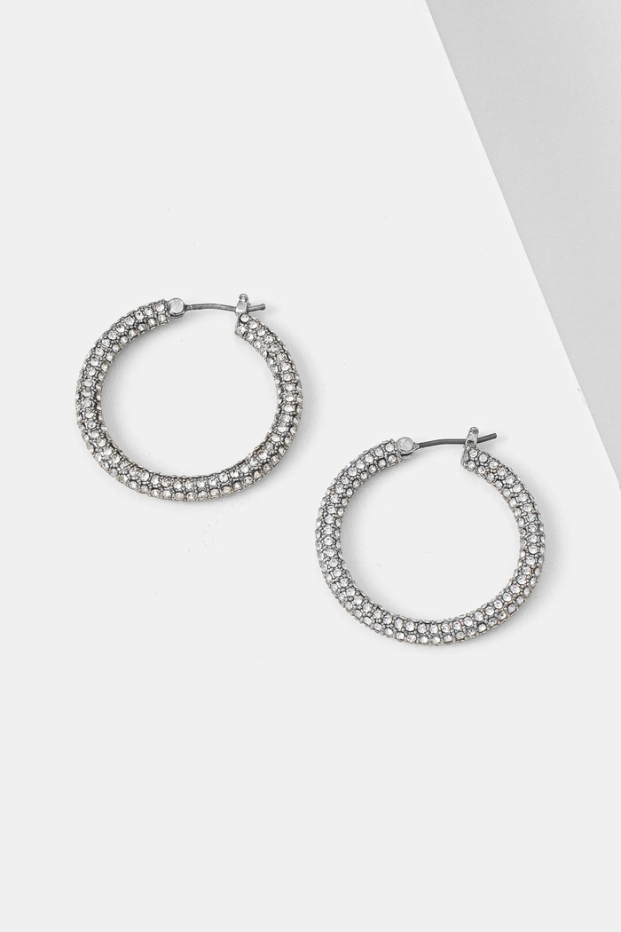 Lauren Ralph Lauren Σκουλαρίκια Lauren Ralph Lauren PE 30MM PAVE HOOP ασημί 14G00873