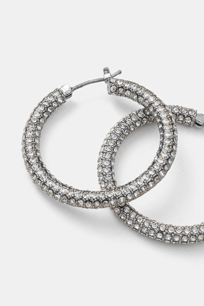 Lauren Ralph Lauren Σκουλαρίκια Lauren Ralph Lauren PE 30MM PAVE HOOP 14G00873 ασημί AW24