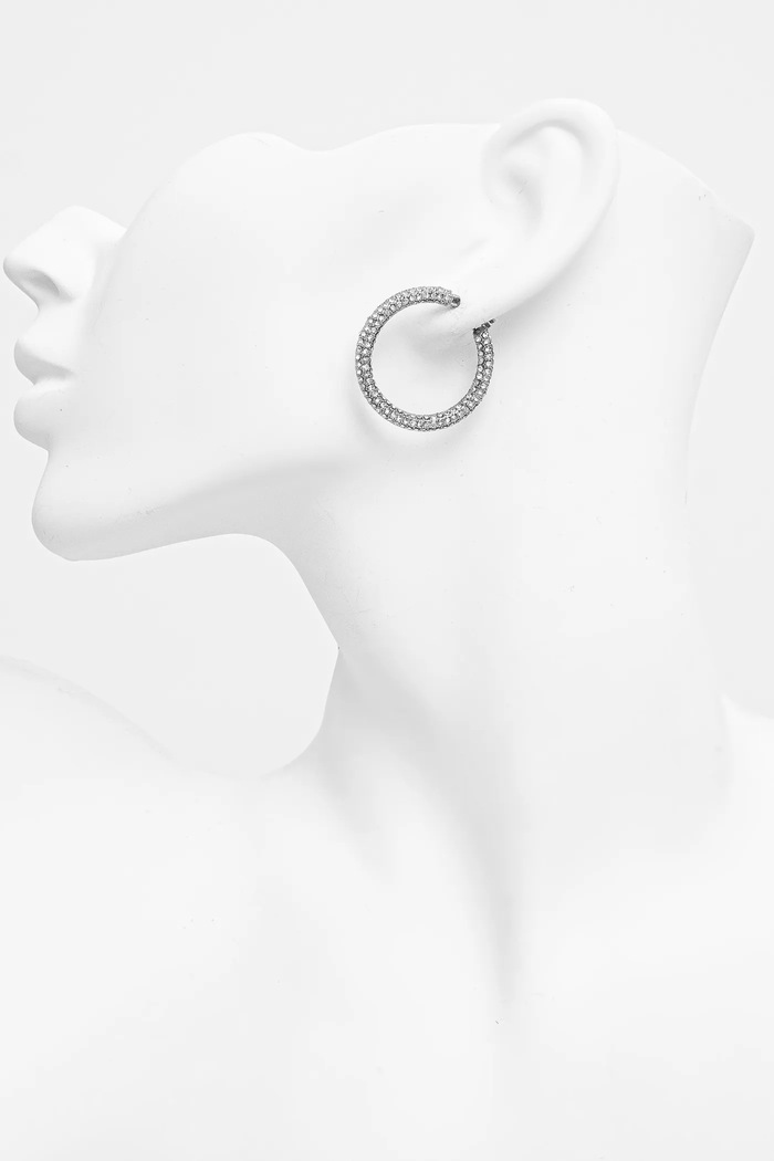 Αξεσουάρ Lauren Ralph Lauren Σκουλαρίκια Lauren Ralph Lauren PE 30MM PAVE HOOP 14G00873 ασημί