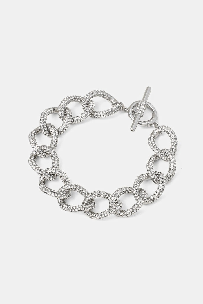 Βραχιόλι Lauren Ralph Lauren BR 7.5IN PAVE CURB LINK FLEX ασημί 14B00435
