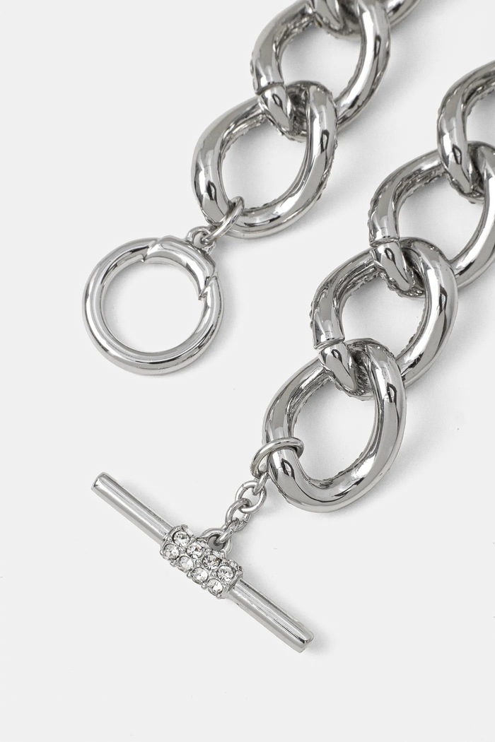 Βραχιόλι Lauren Ralph Lauren BR 7.5IN PAVE CURB LINK FLEX 14B00435 ασημί AW24