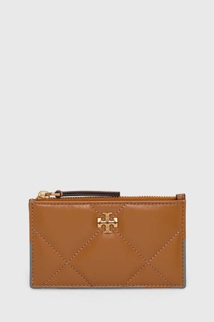 Kožená peněženka Tory Burch Kira Diamond Quilt přírodní kůže béžová 158629.201