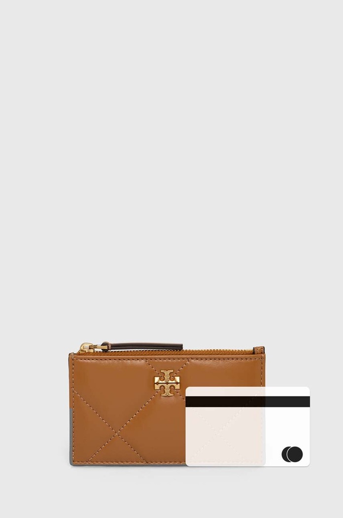 Kožená peněženka Tory Burch Kira Diamond Quilt béžová 158629.201