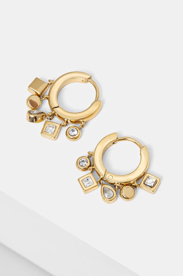 Naušnice Guess cirkonij zlatna JUBE04.648JW