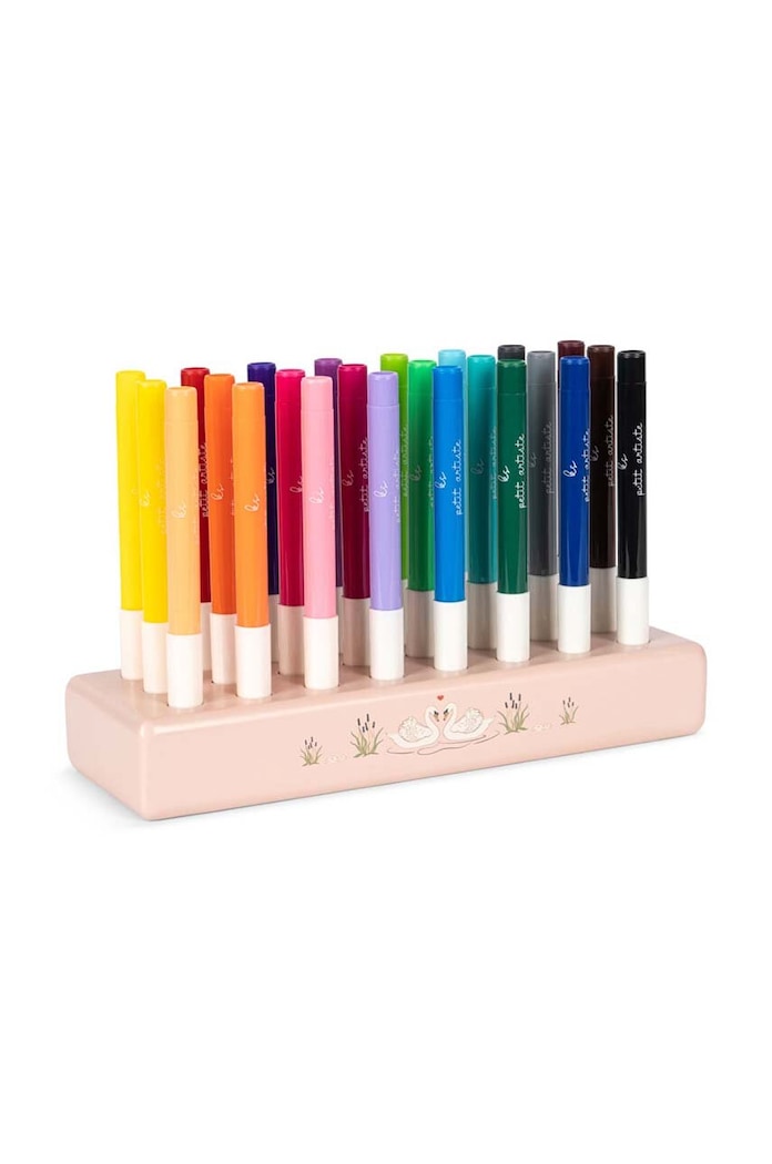 Konges Sløjd Zestaw markerów MARKERS IN WOODEN BLOCK 24 PCS FSC 24-pack różowy KS101597
