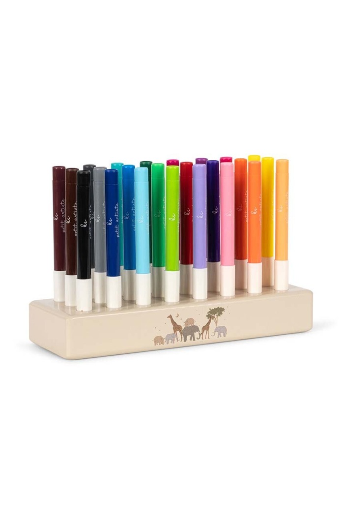 Konges Sløjd Zestaw markerów MARKERS IN WOODEN BLOCK 24 PCS FSC 24-pack beżowy KS101597