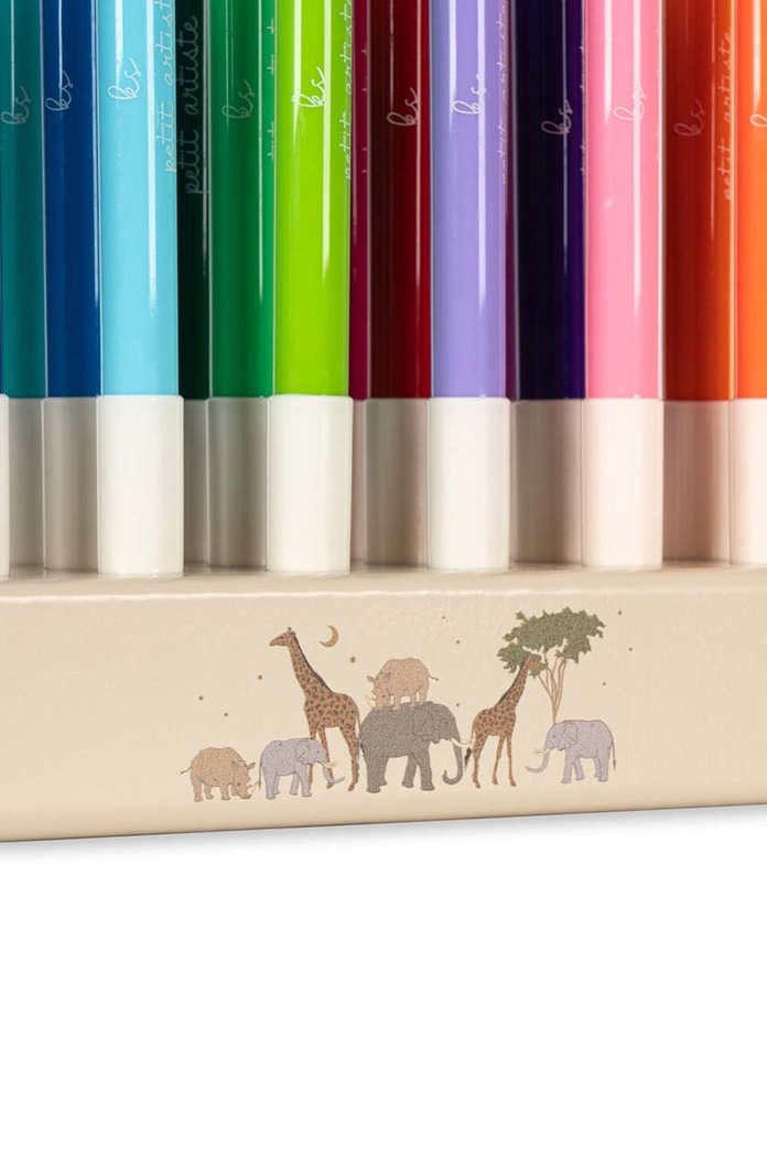 Chłopiec Konges Sløjd Zestaw markerów MARKERS IN WOODEN BLOCK 24 PCS FSC 24-pack KS101597 beżowy