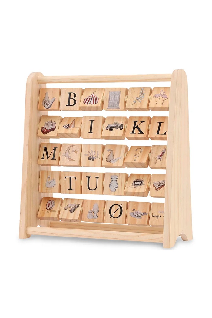 Играчка за активно развитие Konges Sløjd ABC WOODEN BLOCK FRAME FSC KS5622 бежов AW24