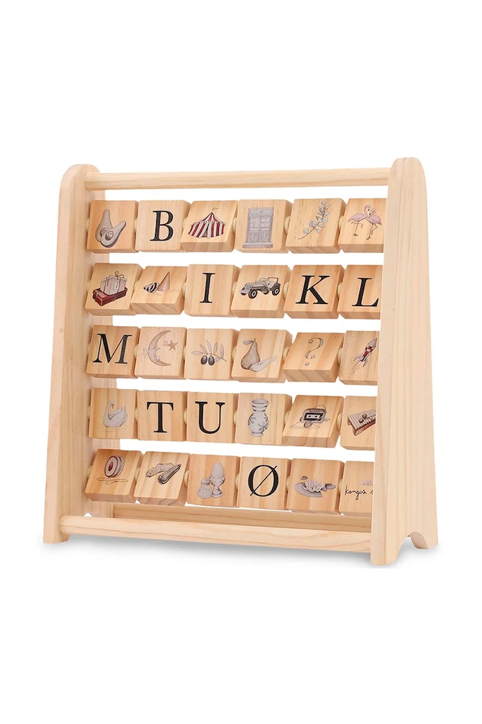 Играчка за активно развитие Konges Sløjd ABC WOODEN BLOCK FRAME FSC KS5622 бежов AW24