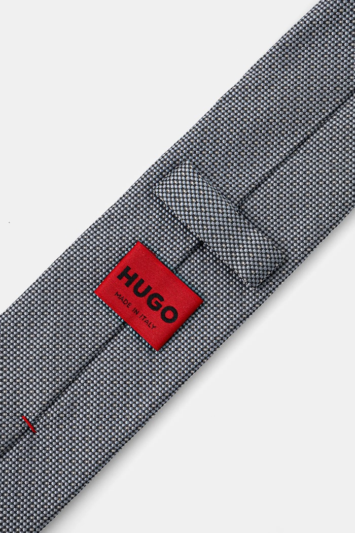 Γραβάτα με προσθήκη μεταξιού HUGO Bashinah 50520645 γκρί SS26