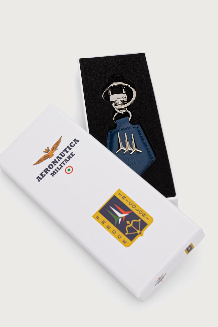Doplnky Aeronautica Militare kľúčenka pánska kožená AM167 tmavomodrá