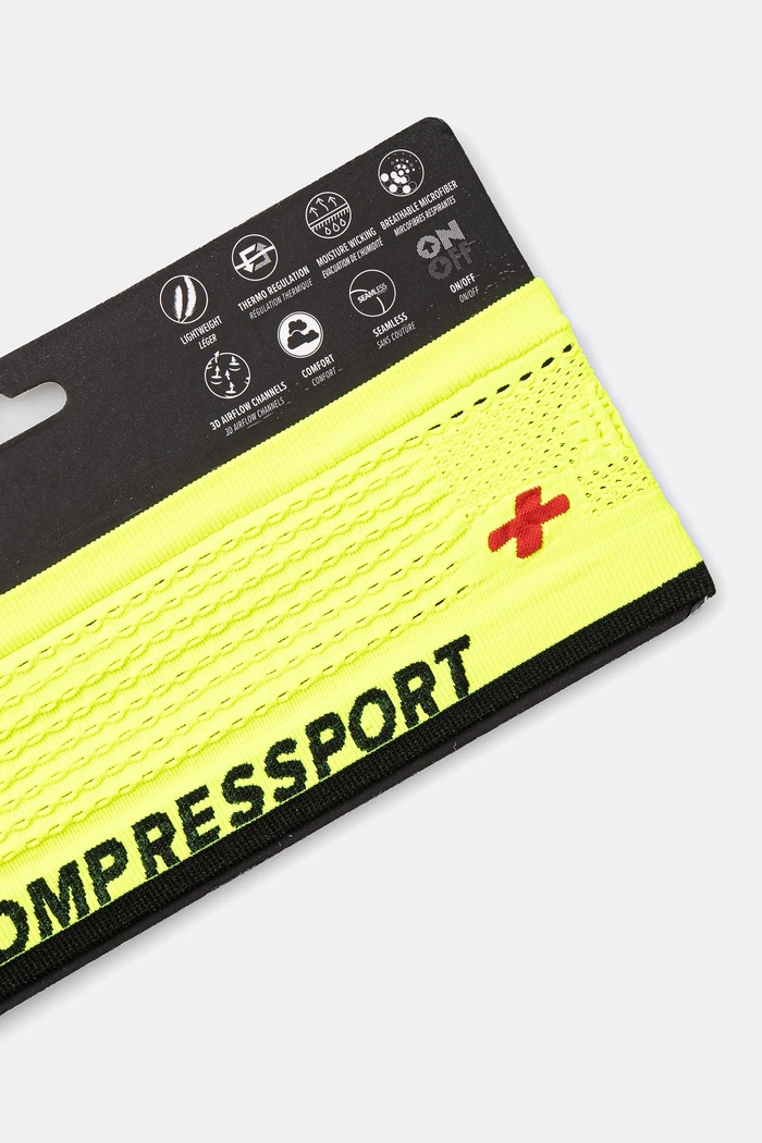 Accesorii Compressport bentita pentru cap On/Off Flash Fluo XBNU177 verde