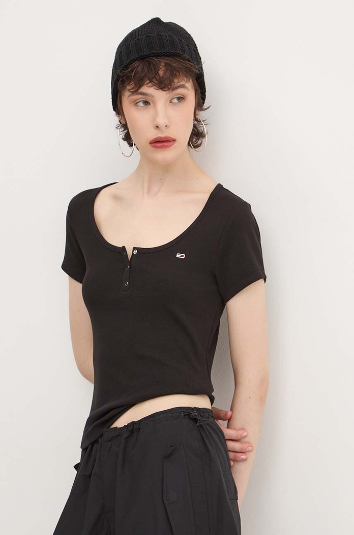 Tričko Tommy Jeans slim černá DW0DW18669