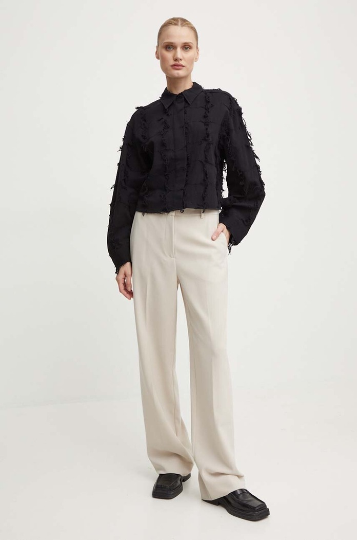 Day Birger et Mikkelsen koszula bawełniana Kenya - Organic Cotton Texture RD DAY65243265 czarny AW24