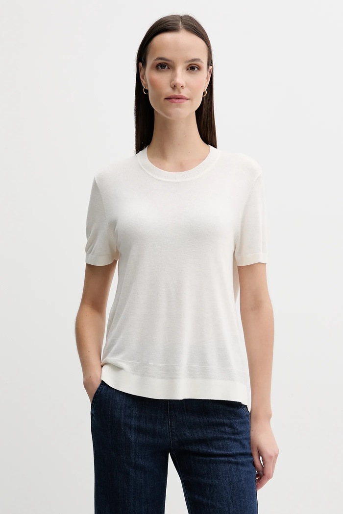 United Colors of Benetton t-shirt z jedwabiem regular beżowy 1ZRED10BK