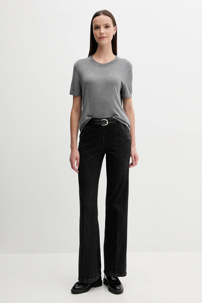 Тениска с коприна United Colors of Benetton 1ZRED10BK сив AW25