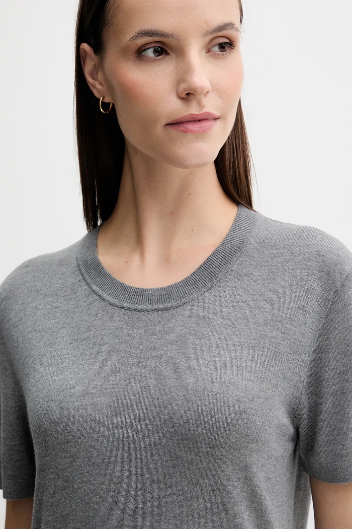 Тениска с коприна United Colors of Benetton сив 1ZRED10BK