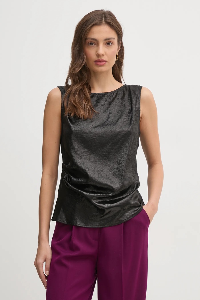 United Colors of Benetton bluzka regular czarny 54I7DQ09X