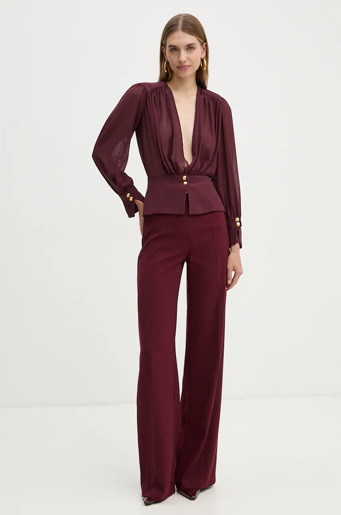 Πουκάμισο Elisabetta Franchi CA07947E2 μπορντό AW24