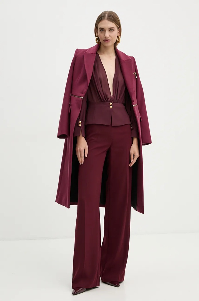 Πουκάμισο Elisabetta Franchi μπορντό CA07947E2