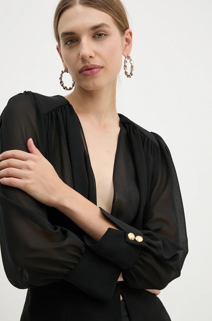 Πουκάμισο Elisabetta Franchi μαύρο CA07947E2