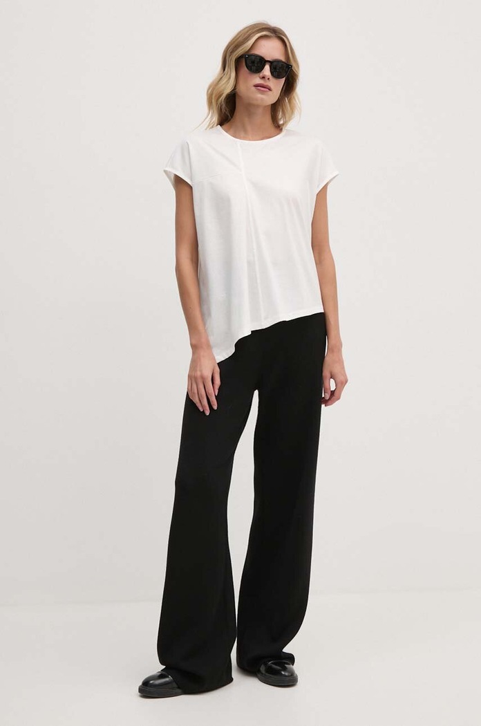 Sisley t-shirt bawełniany 3J5CL105U beżowy AW24