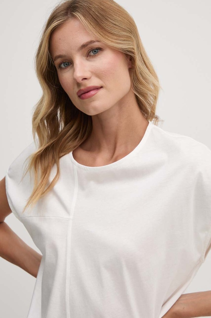 Sisley t-shirt bawełniany beżowy 3J5CL105U