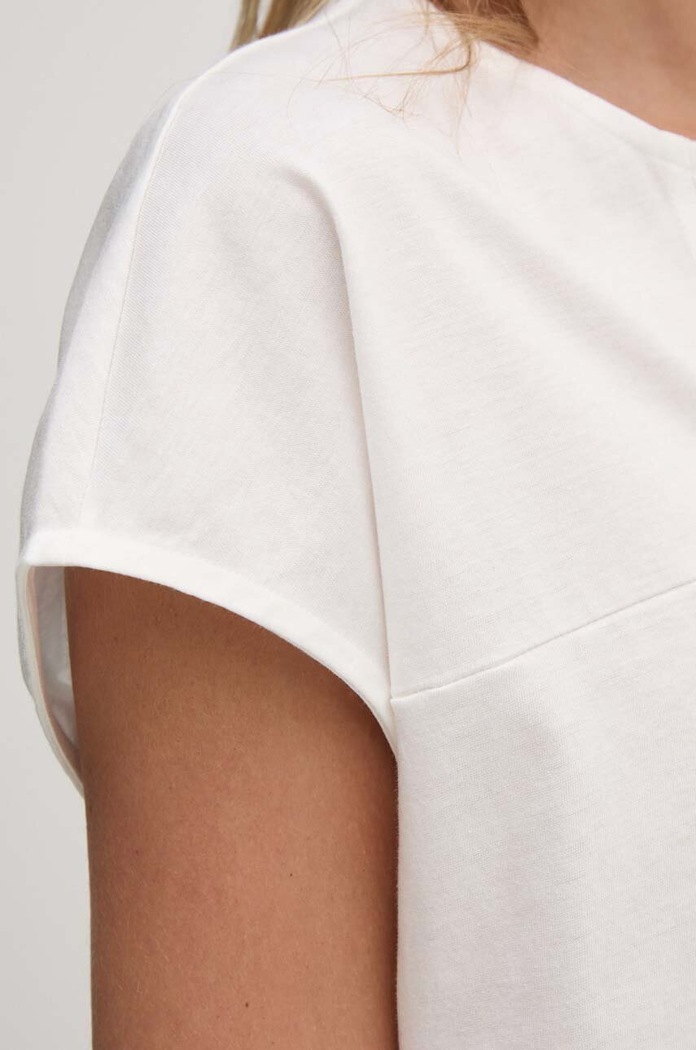Sisley t-shirt bawełniany 3J5CL105U beżowy