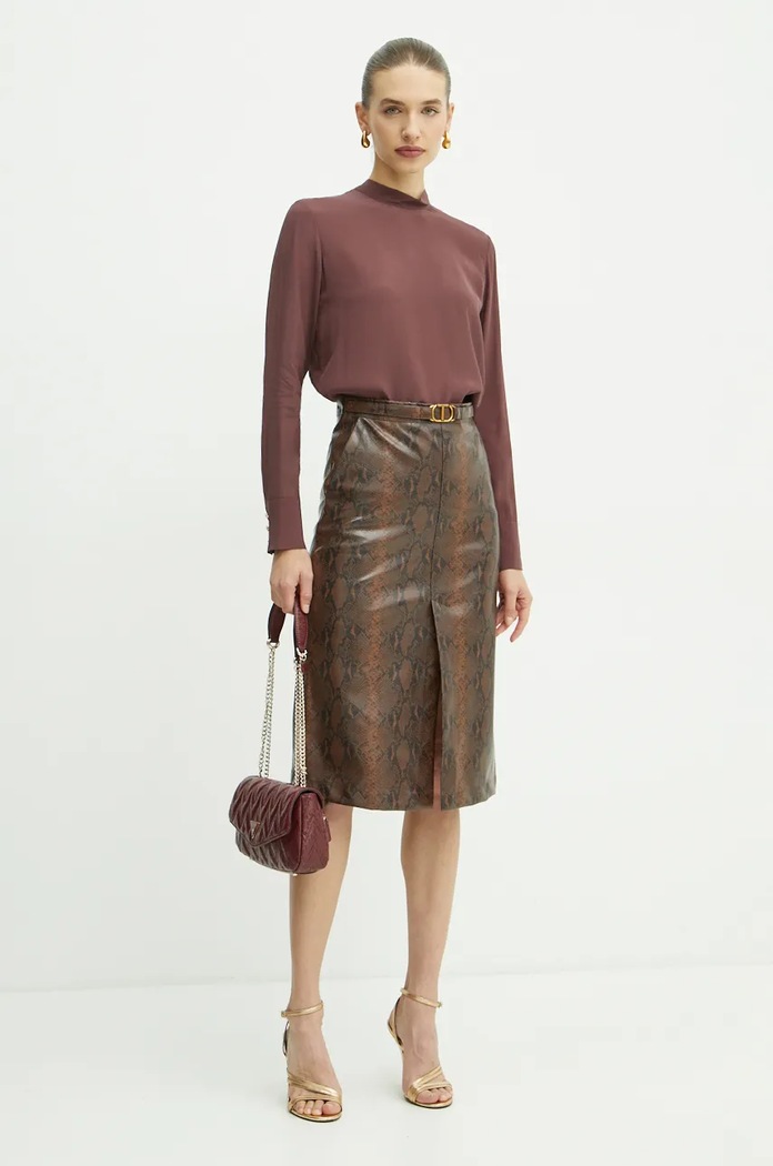 Twinset bluzka z domieszką jedwabiu 242TT2341 czerwony AW24