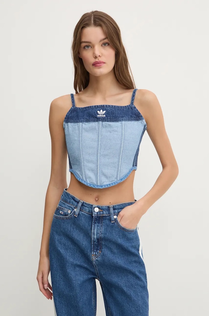 Džínový top adidas Originals x Ksenia Schneider modrá IW5671