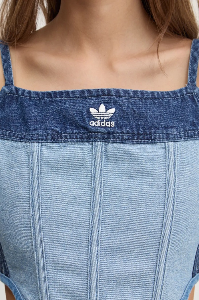 Džínový top adidas Originals x Ksenia Schneider IW5671 modrá